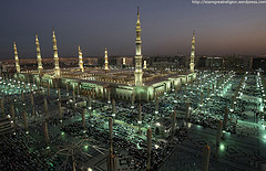 The Prophet Mohammed Mosque in the Saudi holy city of Medina on November 12, 2009. Islam's Prophet Mohammed is buried in Medina's landmark mosque, which is Islam's second holiest shrine after Mecca.